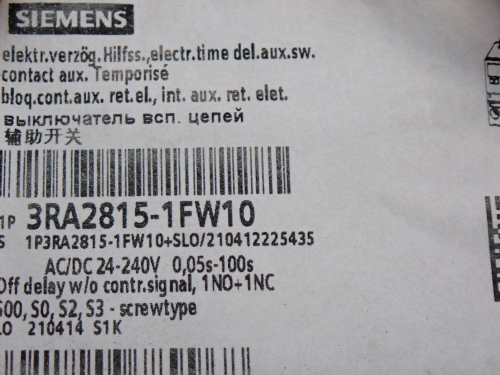 Siemens Solid-state Time-delayed Auxiliary Switch - 3ra2815-1fw10