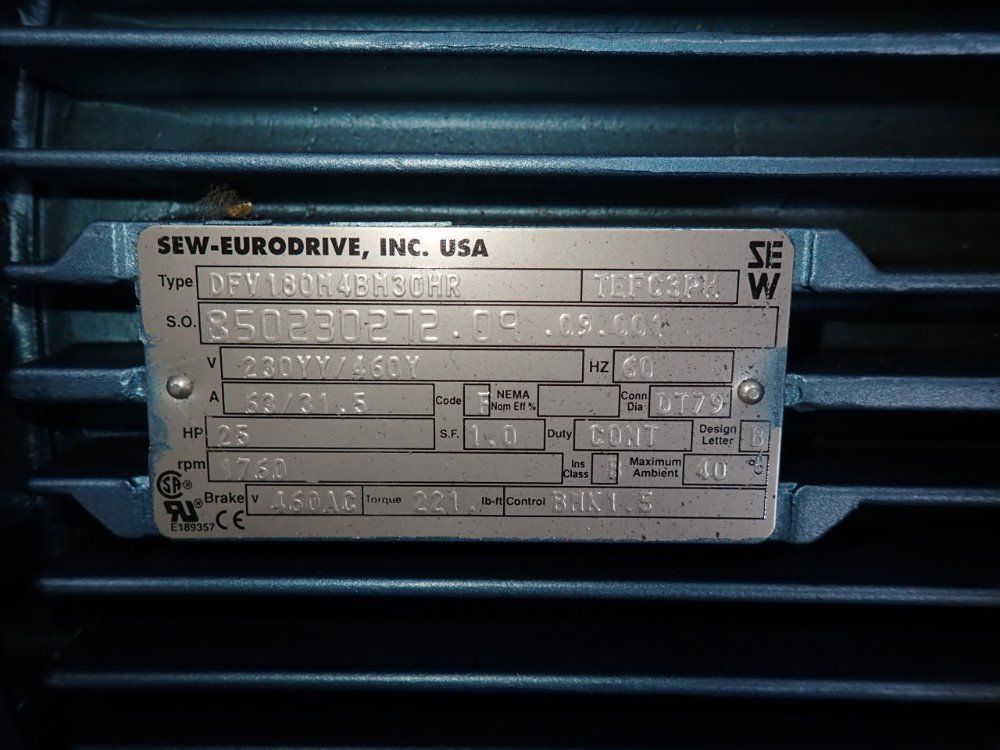 Sew Eurodrive 25 Hp Gear Drive - Ka97tdv180m4bm30hr