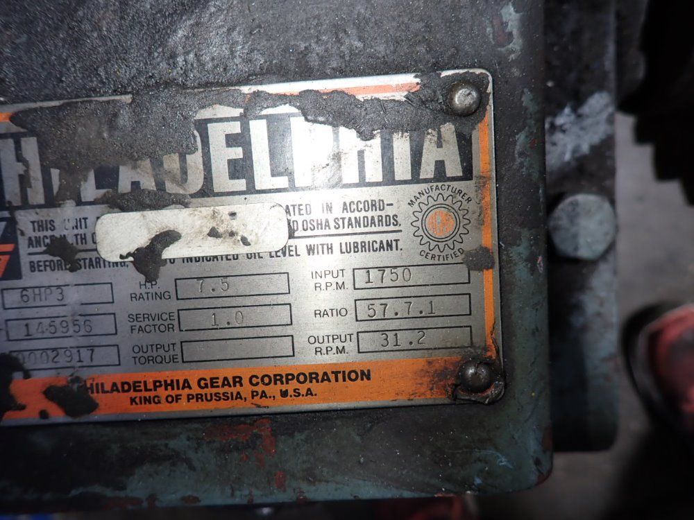 Philadelphia Gear Corporation 57.7.1 Ratio Gear Reducer - 6h93