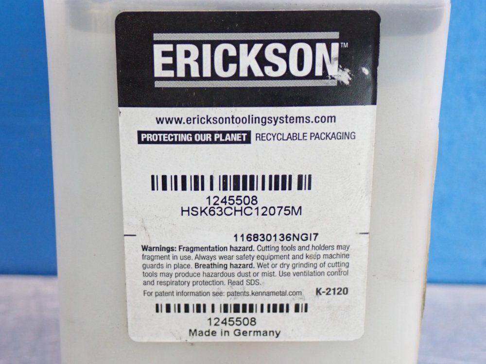 Erickson 12mm Cylindrical Hydraulic Chuck - Hsk63chc12075m