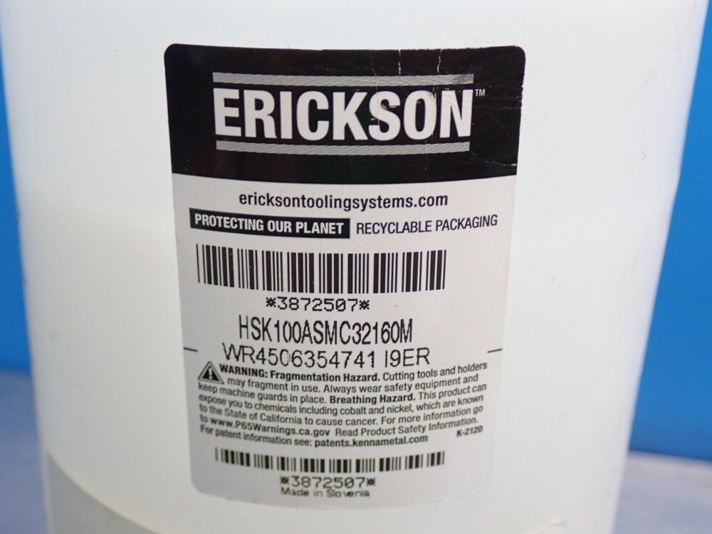 Erickson Shell Mill Holder Hsk100a Taper - Hsk100asmc32160m