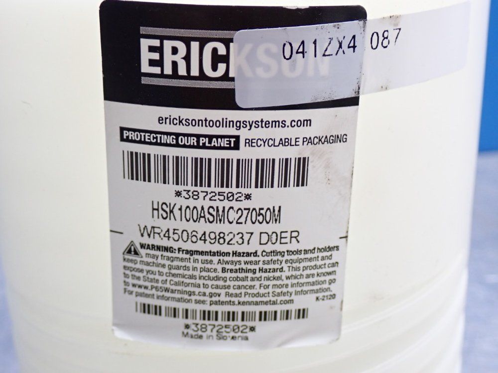 Erickson Shell Mill Holder - Hsk100asmc27050m