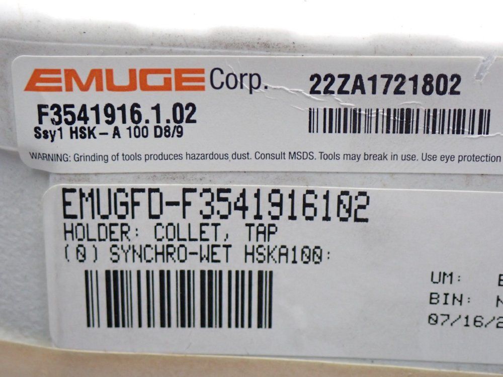 Emuge Corp Quick-change Tap Tool Holder - Hsk-a100din698