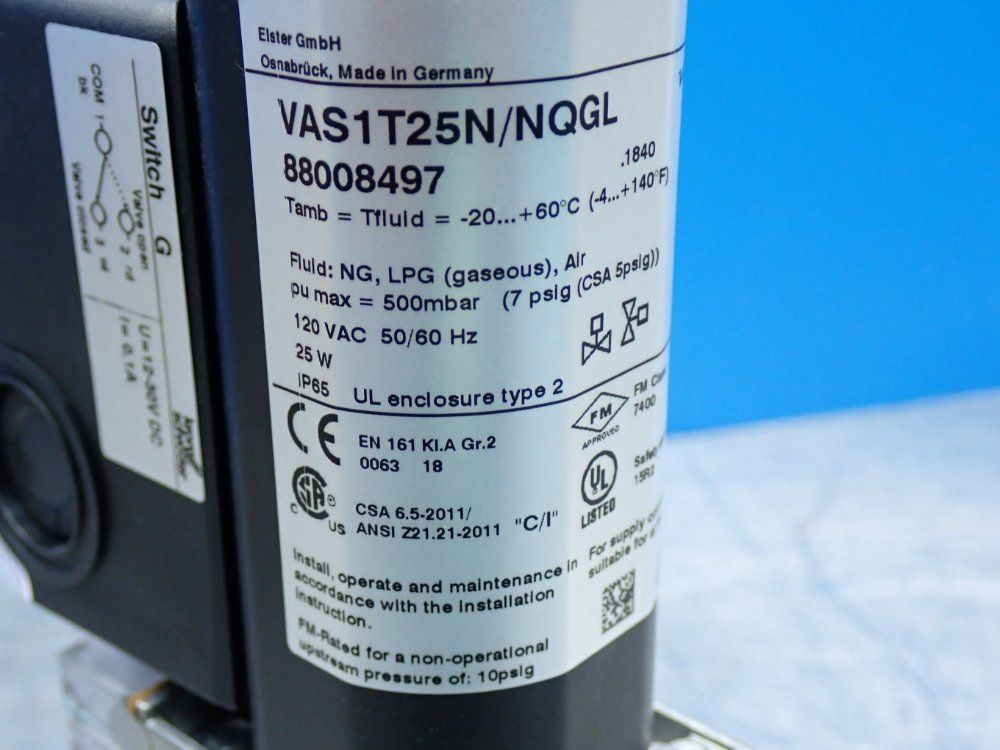 Krom Schroder Gas Solenoid Valve - Vas1t25n/nqgl