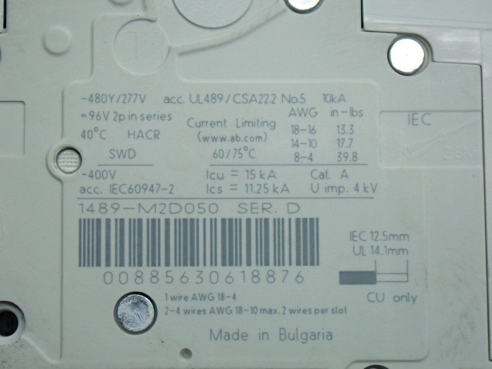 Allen Bradley Ul489 5a Miniature Circuit Breaker - 1489-m2d050