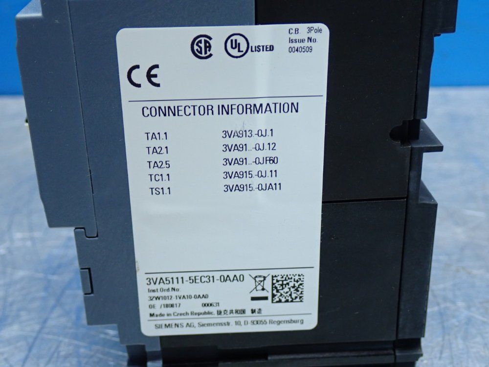 Siemens Molded Case Circuit Breaker - 3va5111-5ec31-0aa0