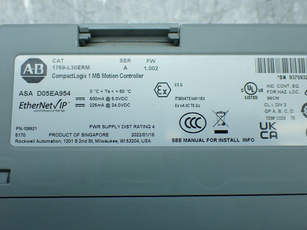 Allen-bradley Compactlogix 1mb Motion Controller - 1769-l30erm
