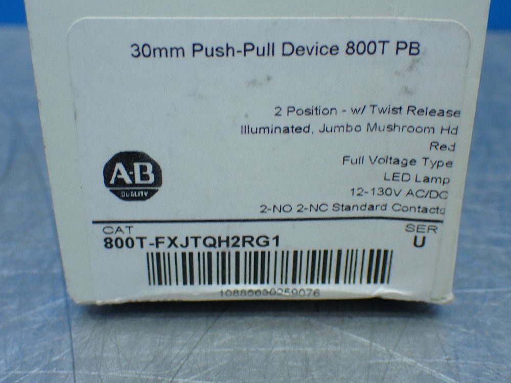 Allen-bradley 30mm Push-pull Device. Re Illuminated Jumbo Mushroomhead - 800t-fxjtqh2rg1