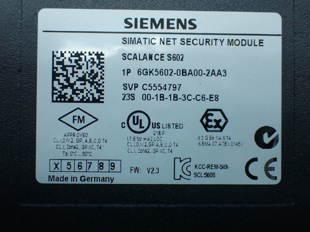 Siemens Scalance S602 Security Ethernet Module - 6gk5602-0ba00-2aa3