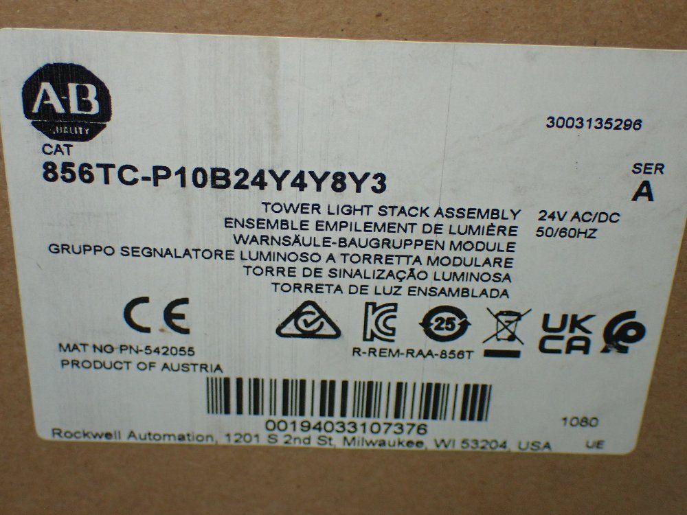 Allen-bradley Tower Light Stack Assembly - 856t-p10b24y4y8y3