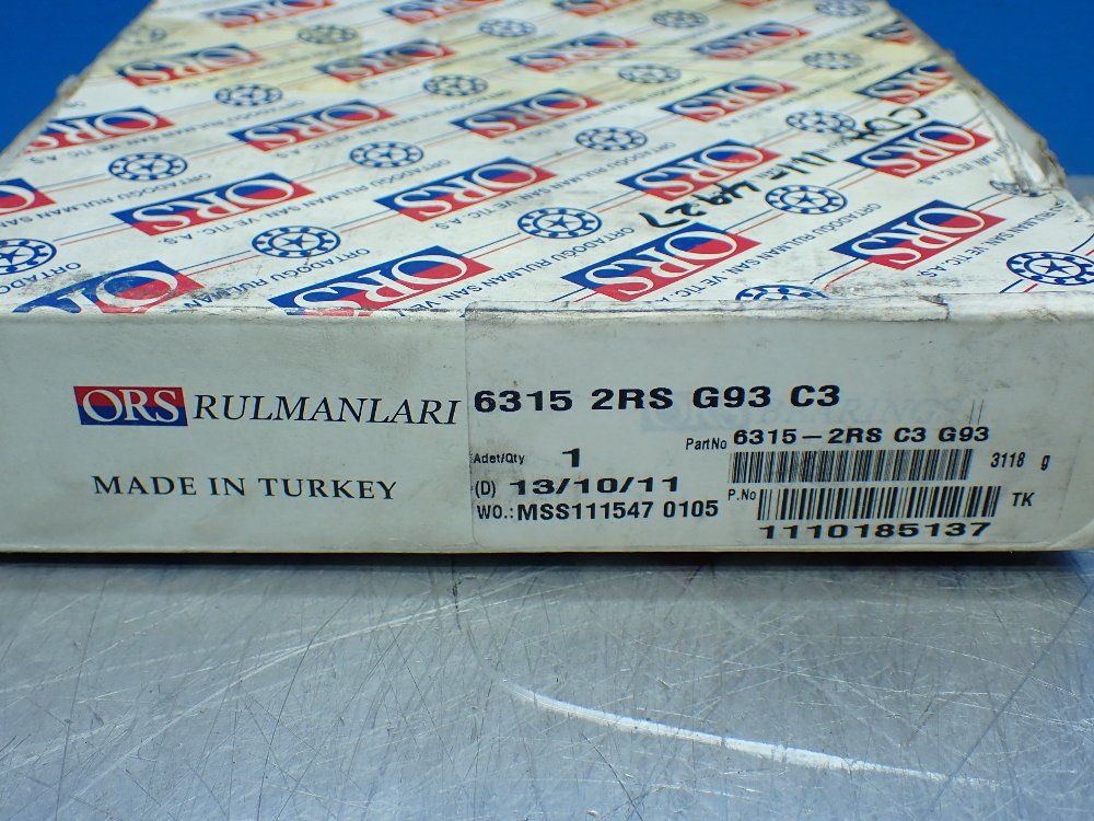 Ors Rulmanlari 75x160x37mm Deep Groove Radial Ball Bearing - 6315-2rs-g93-c3