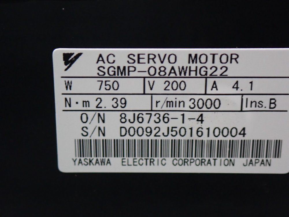 Yaskawa 3000rpm Servo Motor - Sgmp-08awhg22