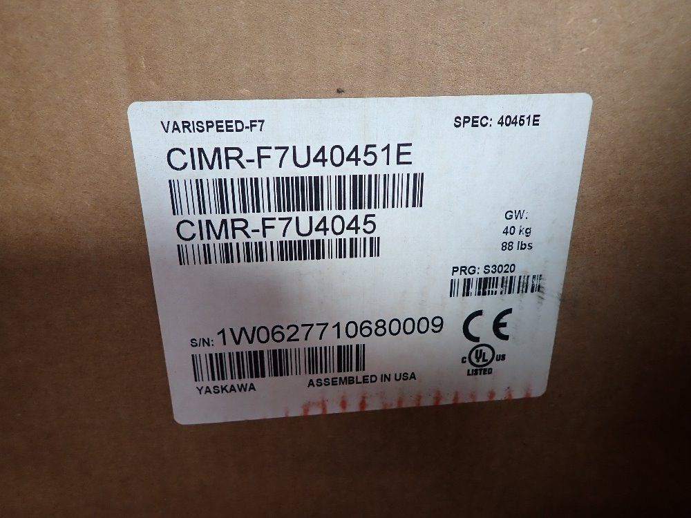 Yaskawa Electric 60 Hp, 380-480 Vac, 91 Amp Varispeed Drive - Cimr-f7u40451e