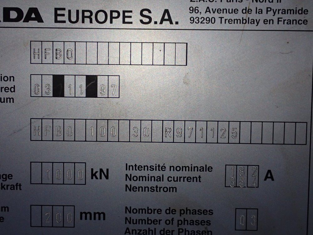 Amada 1000 Kn X 122" 1997 Amada Hfb1003 Press Brake - Hfb1003