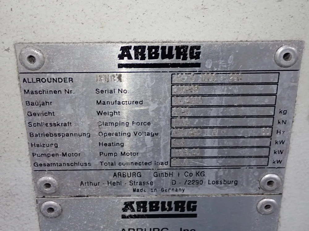 Arburg 2006 Arburg 420 C 1000 Injection Molder - 420 C 1000