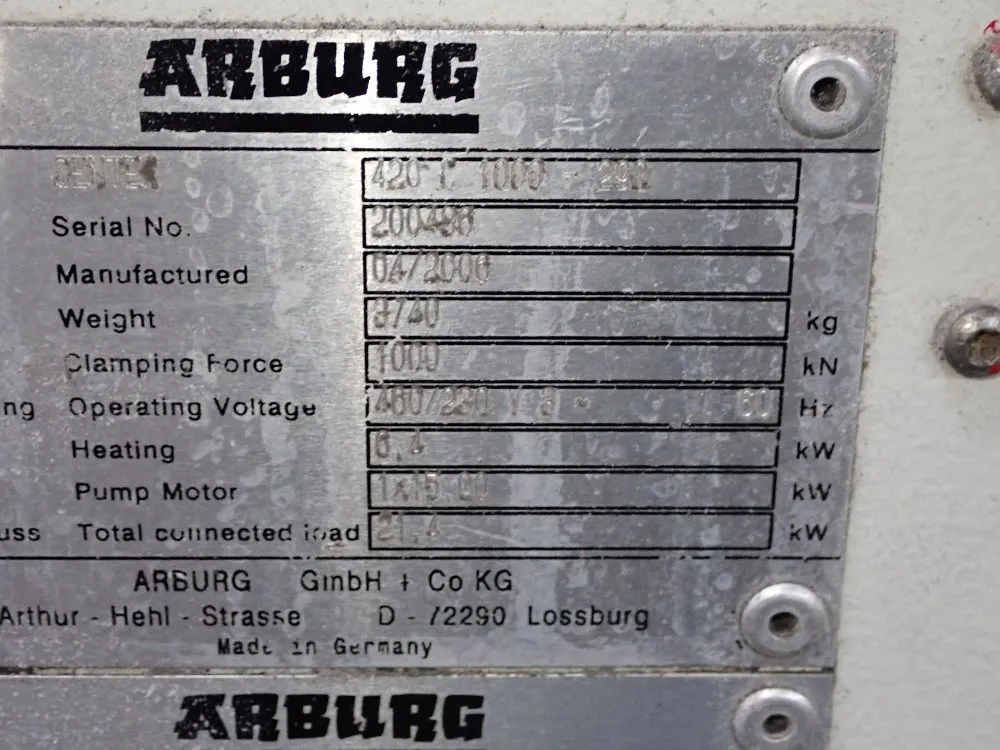 Arburg 2006 Arburg 420 C 1000 Injection Molder - 420 C 1000