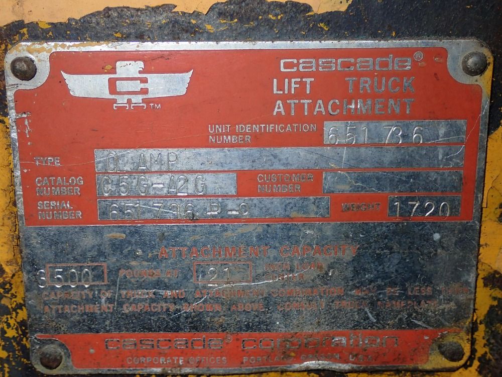 Yale 5000 Lbs Gp-050-sanfbs-086 Propane Lift W/cascade Clamp Attachment - Gp-050-sanfbs-086