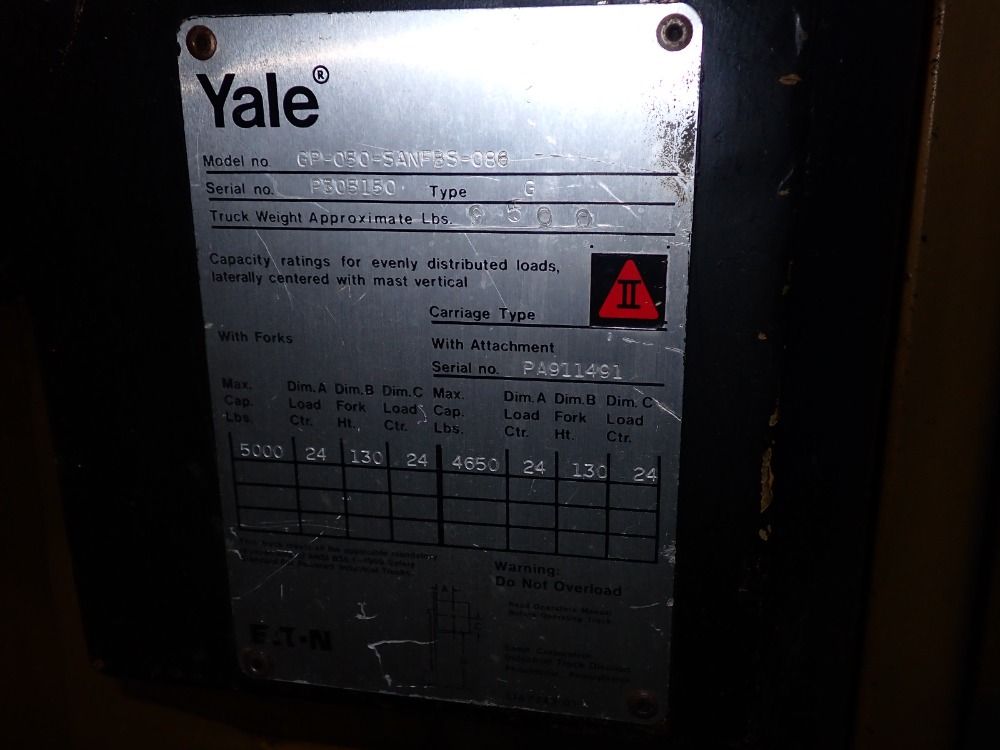 Yale 5000 Lbs Gp-050-sanfbs-086 Propane Lift W/cascade Clamp Attachment - Gp-050-sanfbs-086