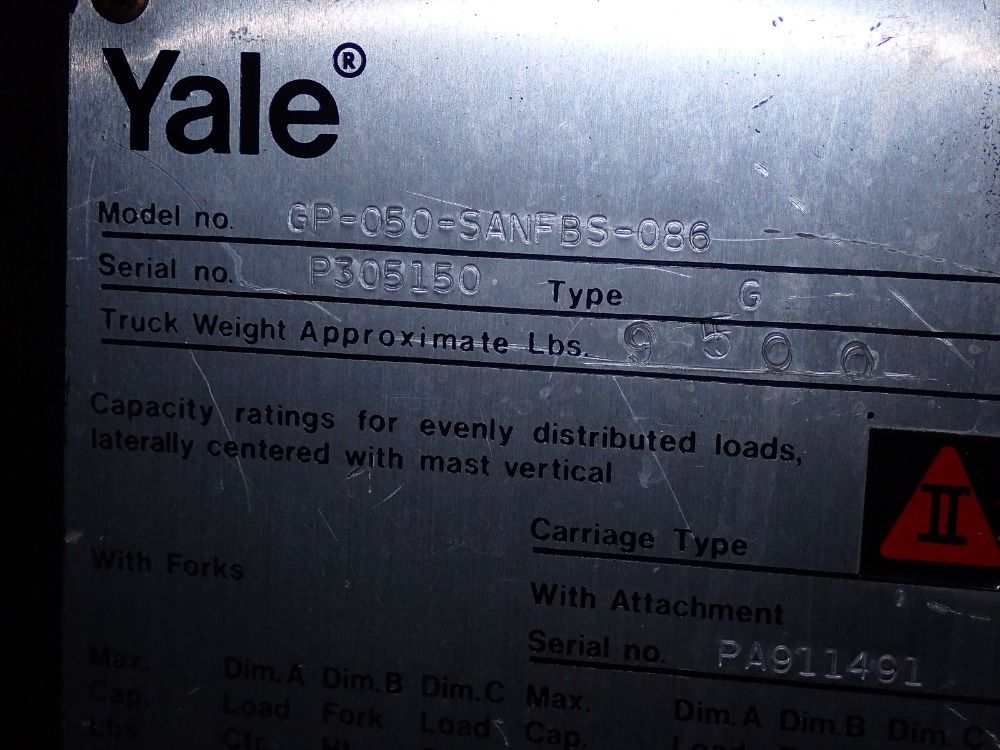 Yale 5000 Lbs Gp-050-sanfbs-086 Propane Lift W/cascade Clamp Attachment - Gp-050-sanfbs-086