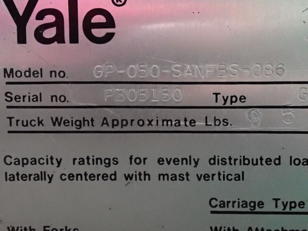 Yale 5000 Lbs Gp-050-sanfbs-086 Propane Lift W/cascade Clamp Attachment - Gp-050-sanfbs-086
