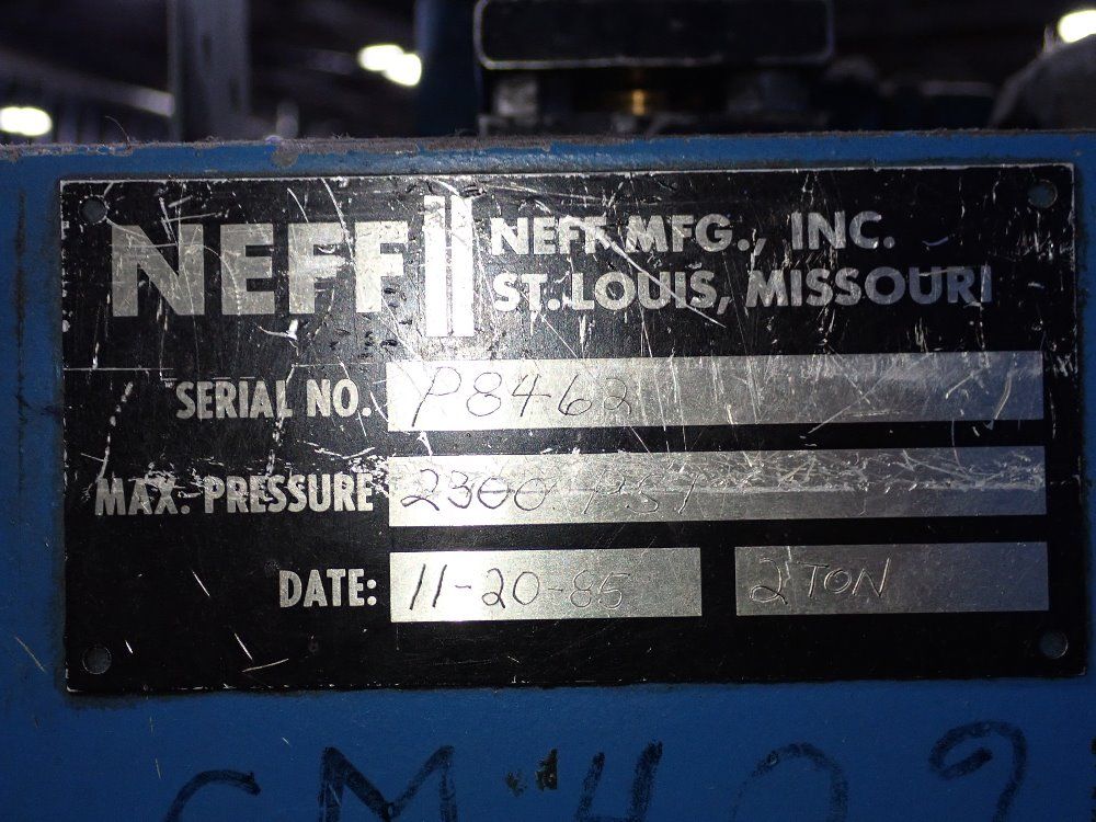 Neff Mfg 2 Ton 1985 Neff Mfg P8462 Hydraulic Press - P8462