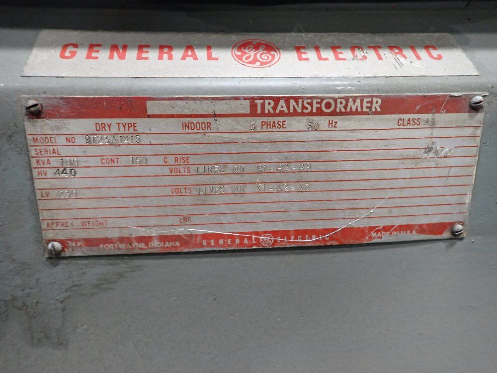 General Electric 100 Kva Transformer - 9t23a1415