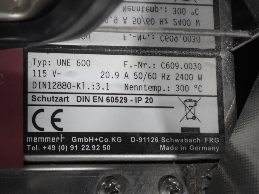 Memmert 572° F Une600 Electric Oven - Une600