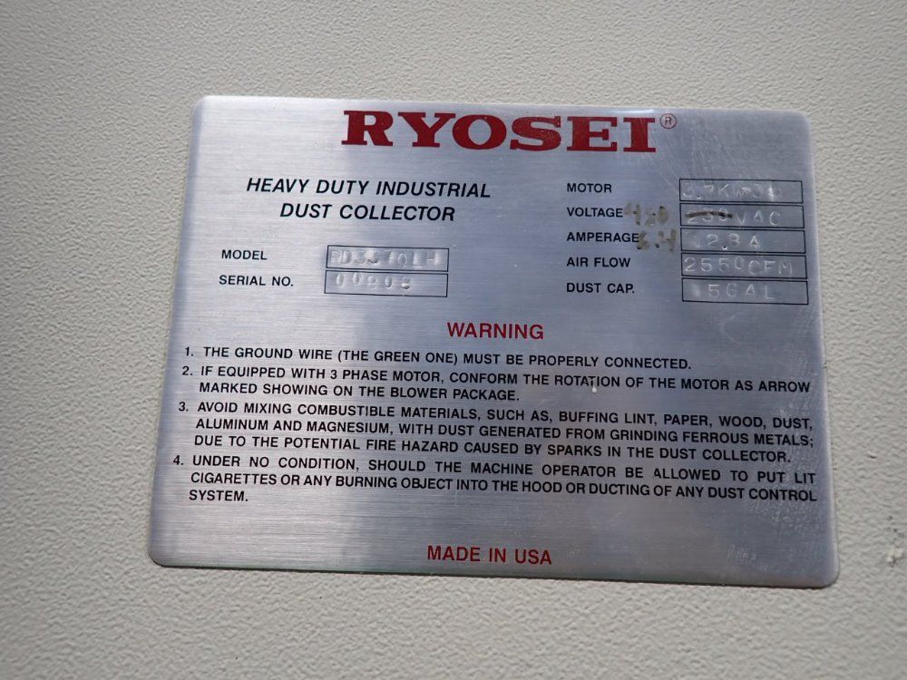 Ryosei 3.7 Kw Dust Collector - Rd3370lh