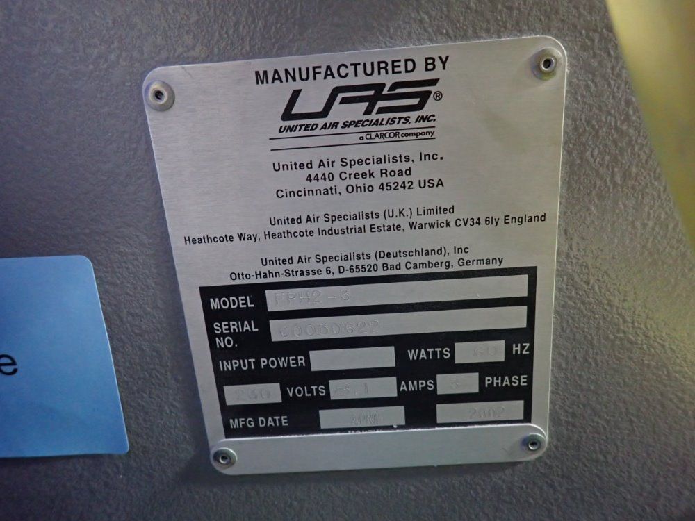 Las United Air Specialists Inc Fume Extractor - Fph2-3