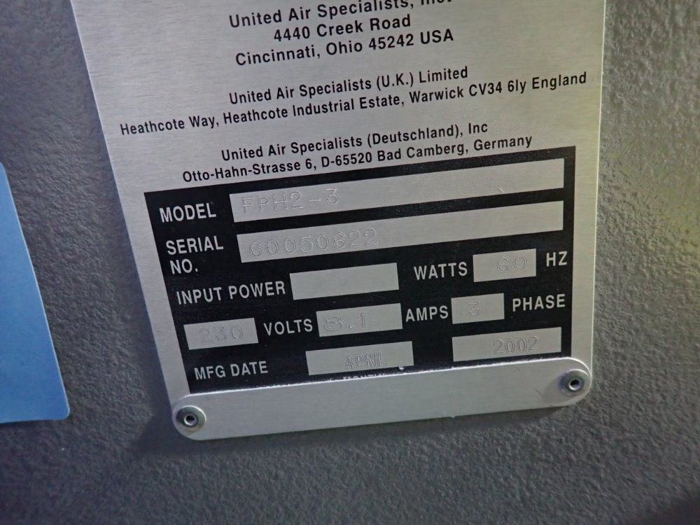 Las United Air Specialists Inc Fume Extractor - Fph2-3