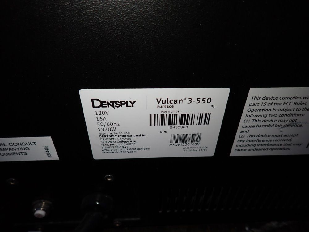 Dentsply Furnace - Vulcan 3-550