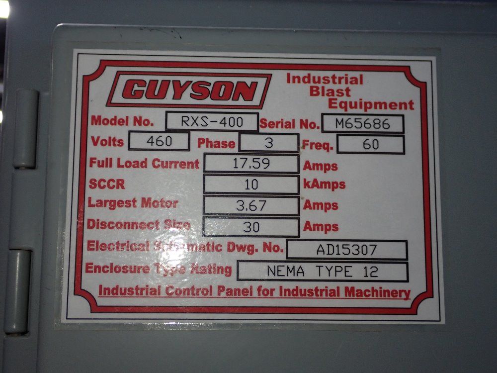 Guyson Corporation 30" X 28" X 53" Guyson Rxs-400 Blast Cabinet - Rxs-400