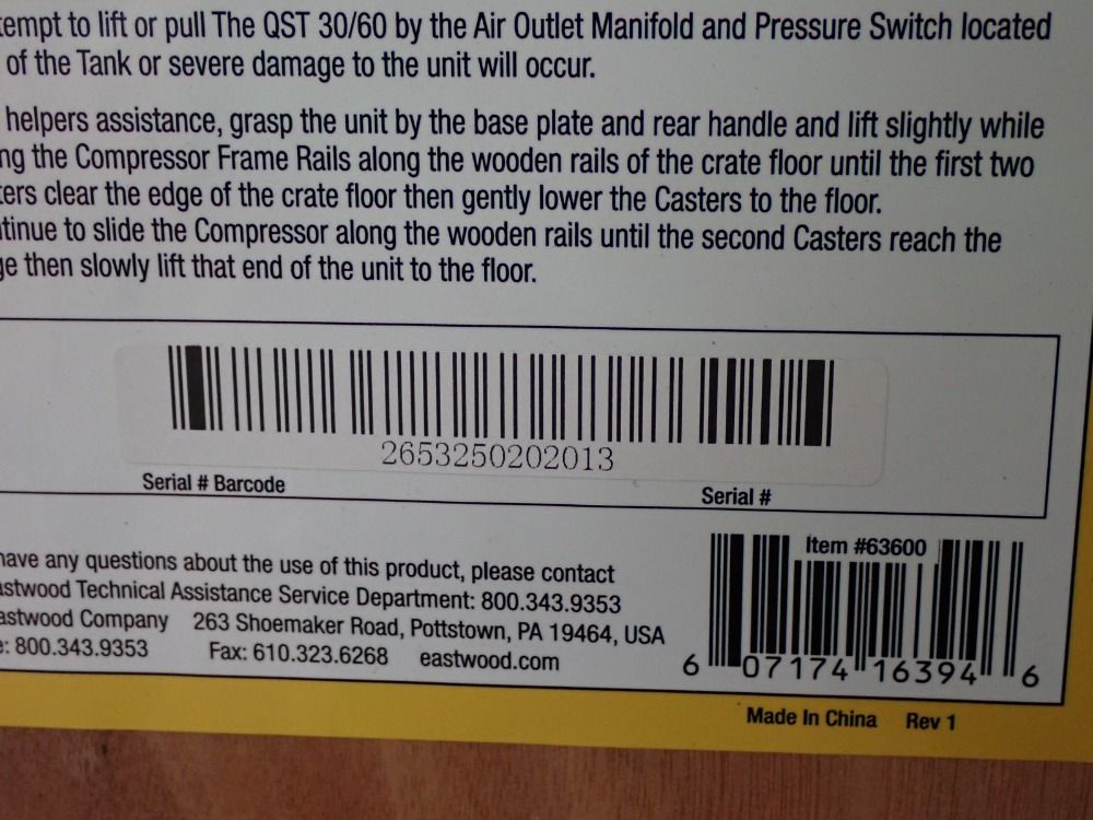 Eastwood Elite Eastwood Elite Qst3060 Air Compressor