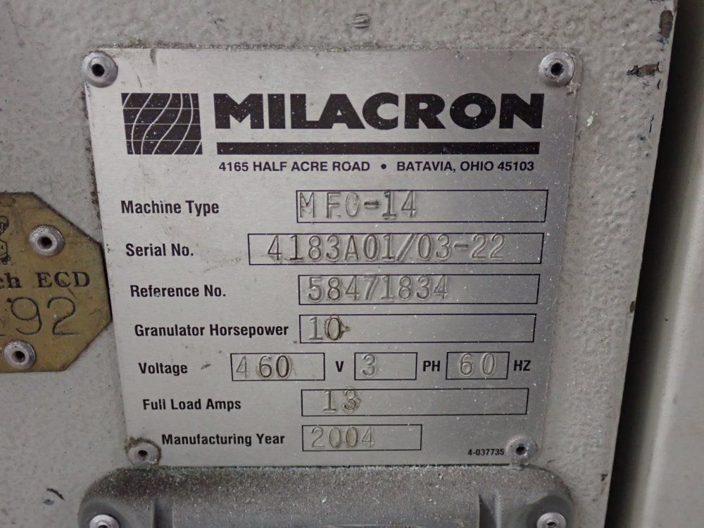 Milacron 10 Hp 2004 Milacron Mfg-14 Granulator - Mfg-14