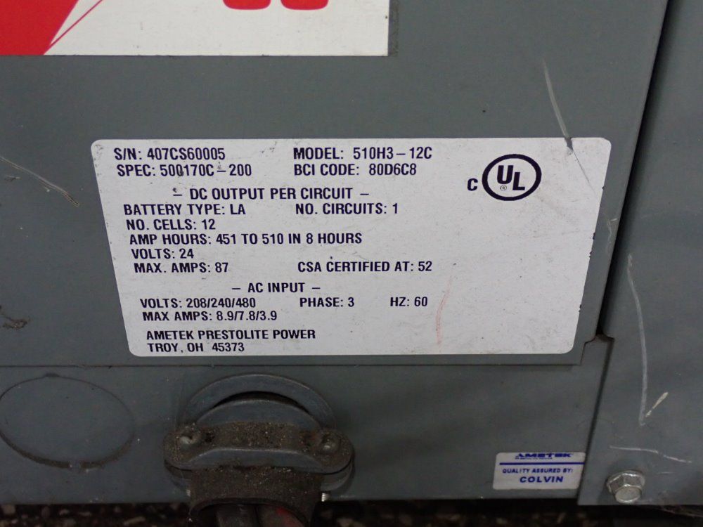 Ametek 510 Ah Battery Charger - 510h3-12c