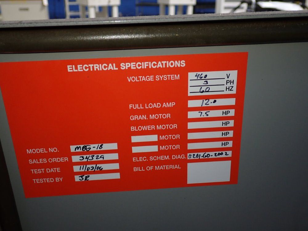 Milacron 7.5 Hp 2006 Milacron Mbg-18 Granulator - Mbg-18