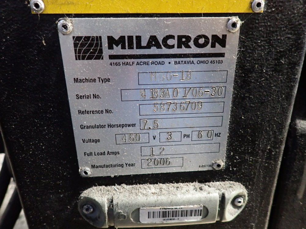 Milacron 7.5 Hp 2006 Milacron Mbg-18 Granulator - Mbg-18