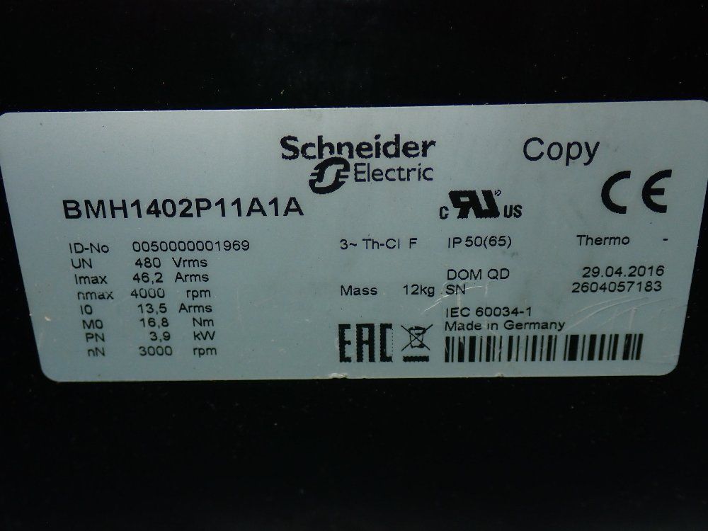 Schneider Electric Lexium Bmh Ac Servo Motor - Bmh1402p11a1a