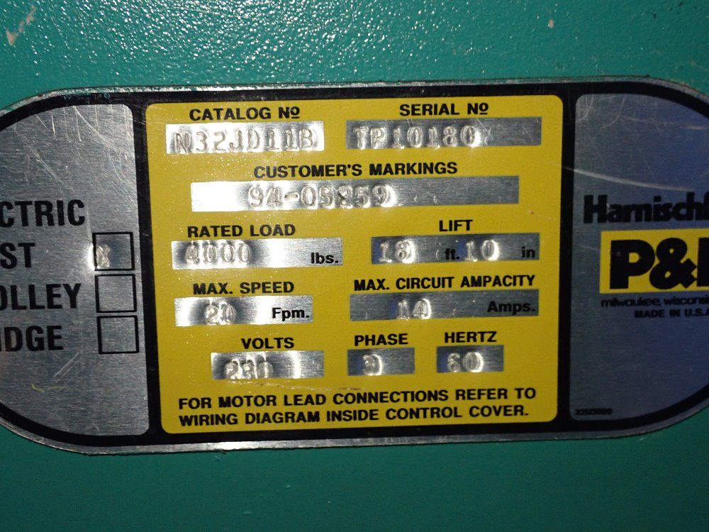 Hevi-lift 4000 Lbs 4000 Lbs Electric Chain Hoist - N32jd11b