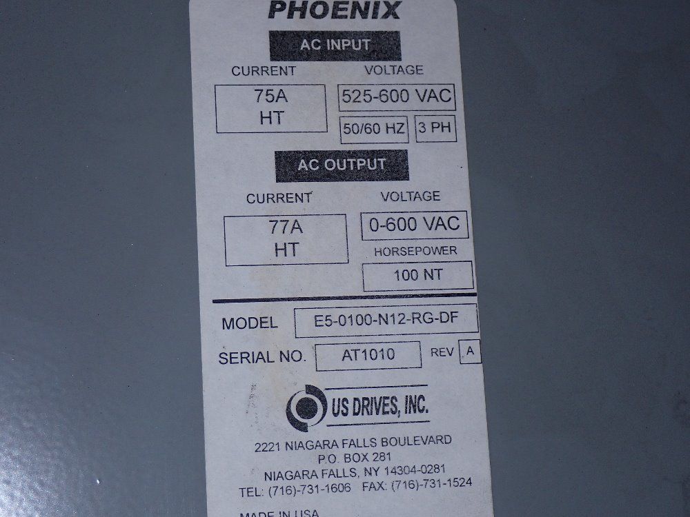 Us Drives 100 Hp Drive Cabinet - E5-0100-n12-rg-df