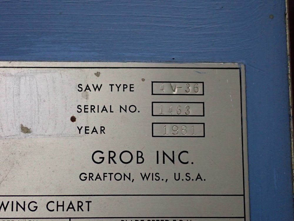 Grob 36 1/2" 1981 Grob 4v-36 Vertical Band Saw - 4v-36
