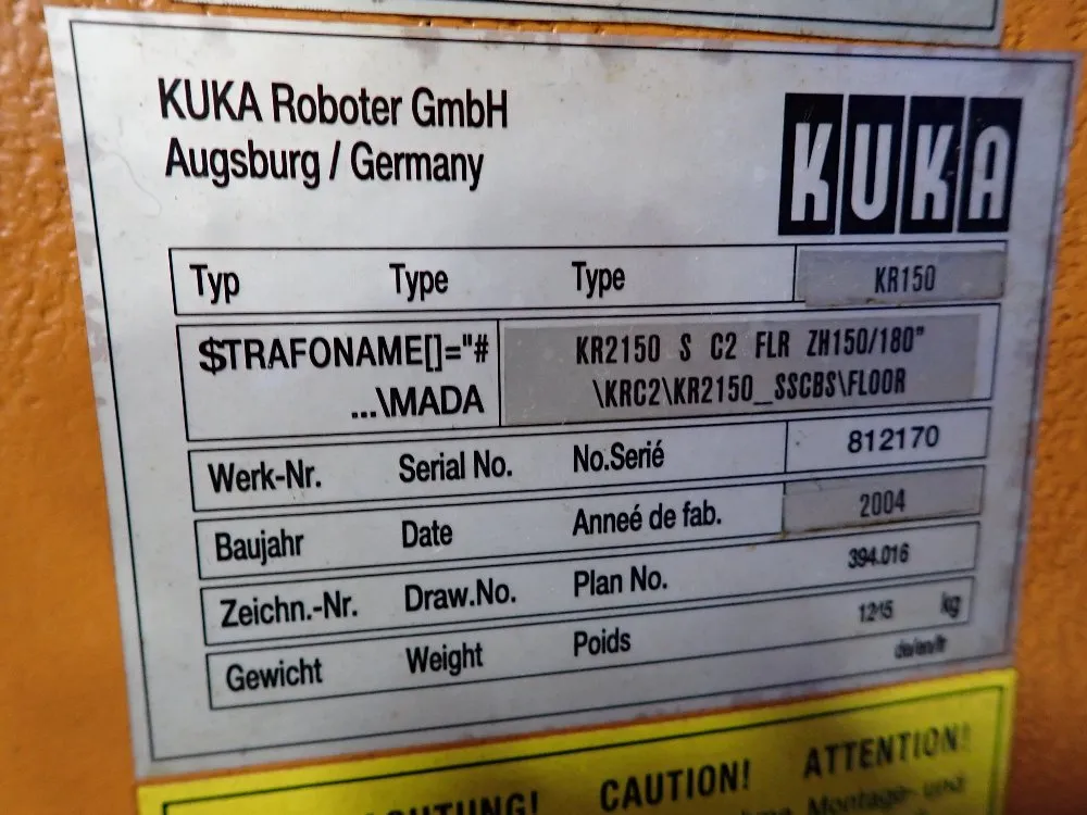 Kuka 2004 Kr150 Kuka Robot