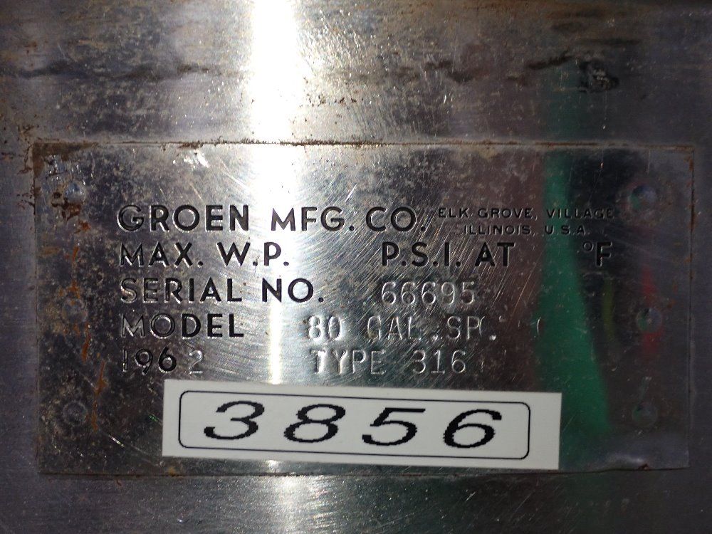 Groen Mfg 80 Gallon S/s Tank - 316