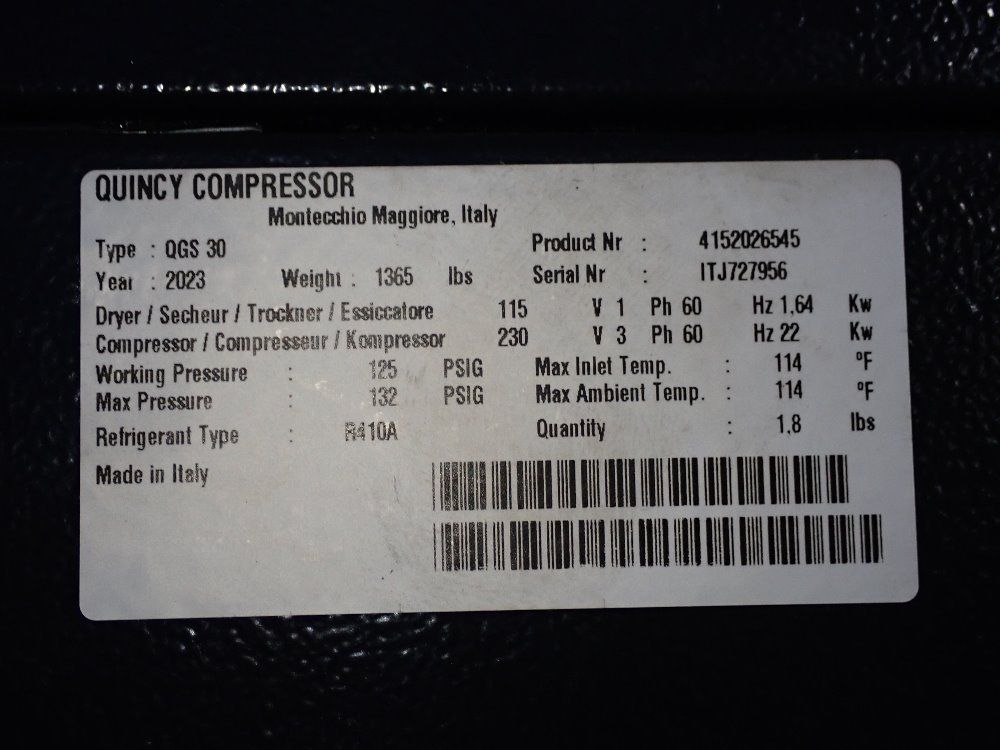 Quincy 22 Kw Air Compressor - Qgs30