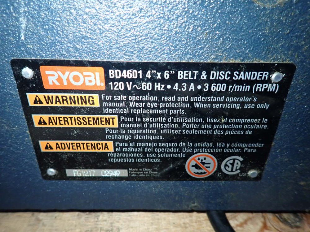 Ryobi 4"x6" Belt & Disc Sander - Bd4601