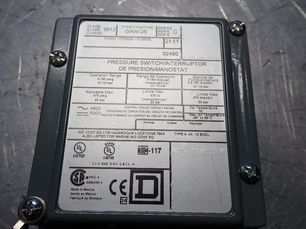 Square D Pressure Switch