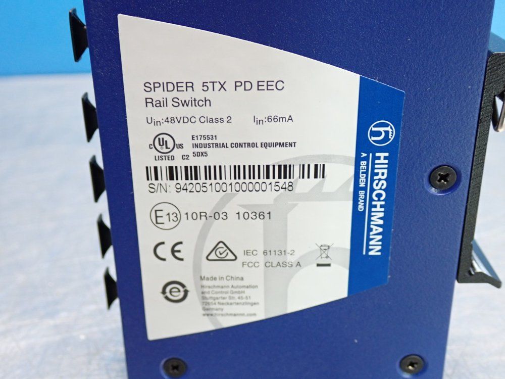 Hirschmann Spider 5tx Pd Eec Unmanaged Eternet Rail Switch 