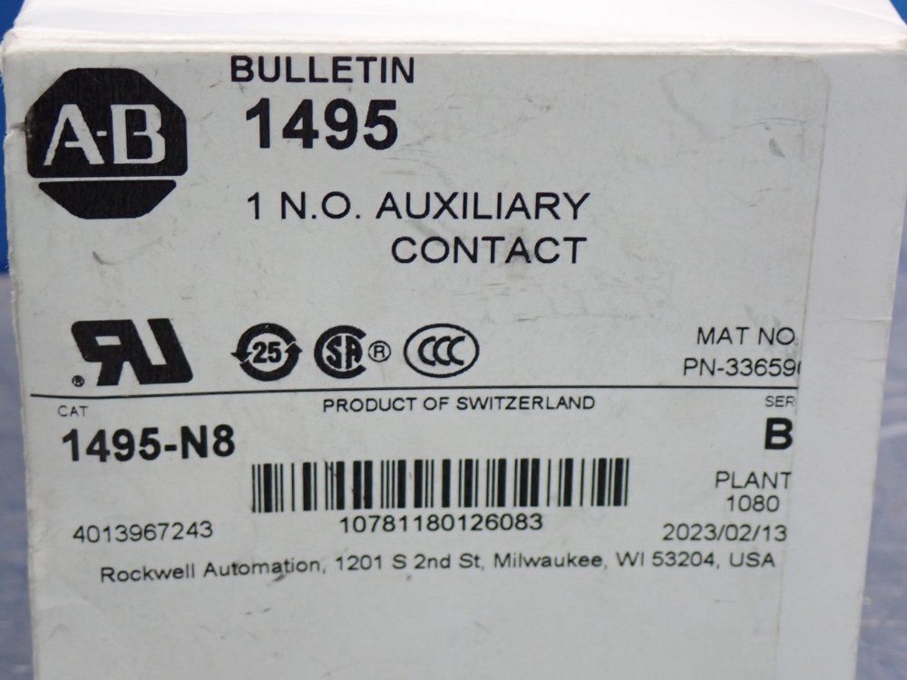 Allen Bradley Auxiliary Contact - 1495-n8