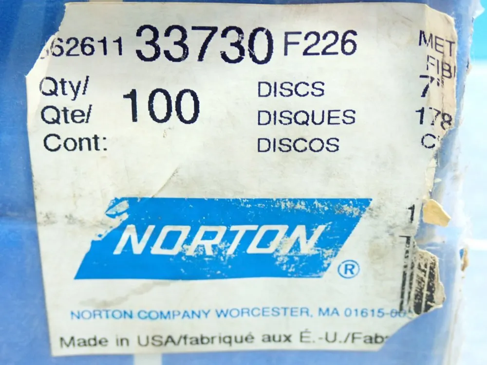 Norton Metalite Abrasive Fiber Disk, 100pcs - 33730