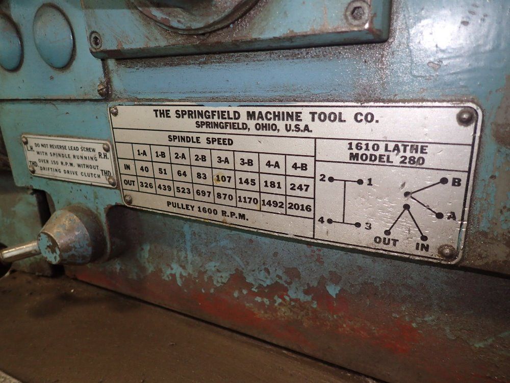 Springfield 17'' X 52'' Turret Lathe - 280